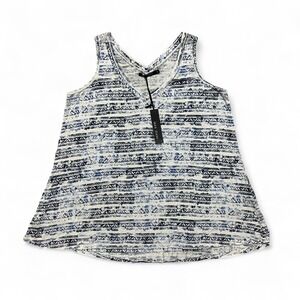 Max Jeans Tank Top Women's‎ S Sleeveless V-Neck Blue/White Marisol Indigo NWT